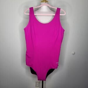 H2O Wear Fuchsia Plus Size Scoop Back Support Tank One Piece Swimsuit Sz 20 Long